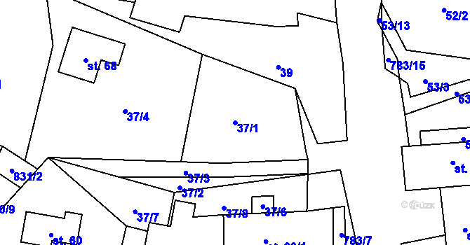 Parcela st. 37/1 v KÚ Blahuňov, Katastrální mapa