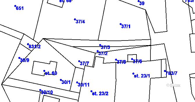 Parcela st. 37/2 v KÚ Blahuňov, Katastrální mapa
