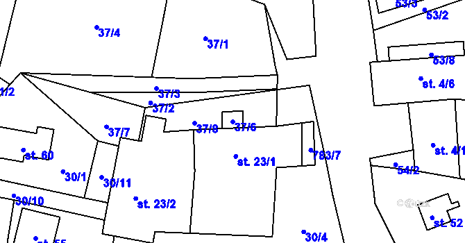 Parcela st. 37/6 v KÚ Blahuňov, Katastrální mapa
