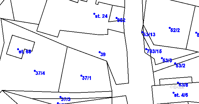 Parcela st. 39 v KÚ Blahuňov, Katastrální mapa