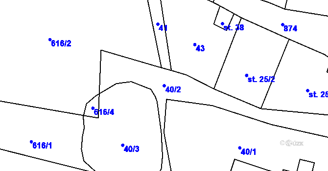 Parcela st. 40/2 v KÚ Blahuňov, Katastrální mapa