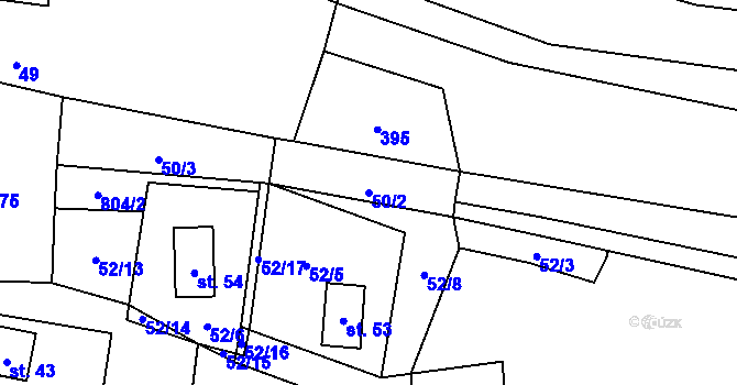 Parcela st. 50/2 v KÚ Blahuňov, Katastrální mapa