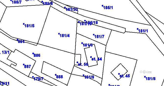 Parcela st. 181/6 v KÚ Blahuňov, Katastrální mapa