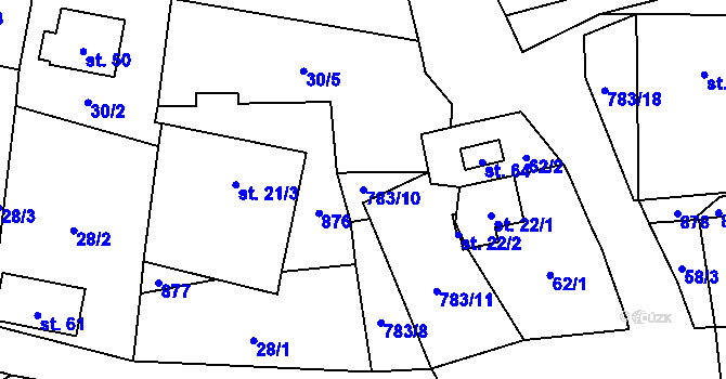 Parcela st. 783/10 v KÚ Blahuňov, Katastrální mapa