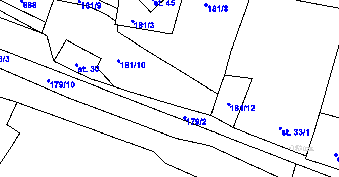 Parcela st. 181/11 v KÚ Blahuňov, Katastrální mapa