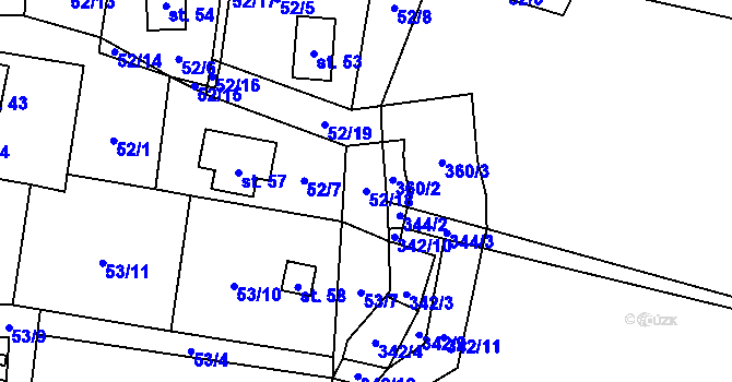 Parcela st. 52/18 v KÚ Blahuňov, Katastrální mapa