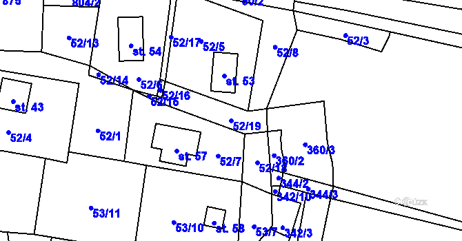 Parcela st. 52/19 v KÚ Blahuňov, Katastrální mapa