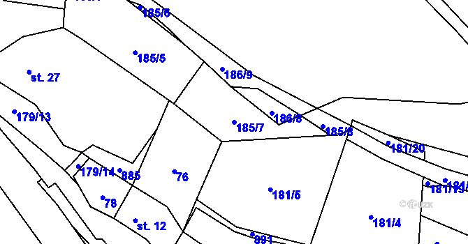 Parcela st. 185/7 v KÚ Blahuňov, Katastrální mapa