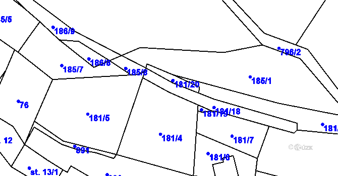 Parcela st. 181/21 v KÚ Blahuňov, Katastrální mapa