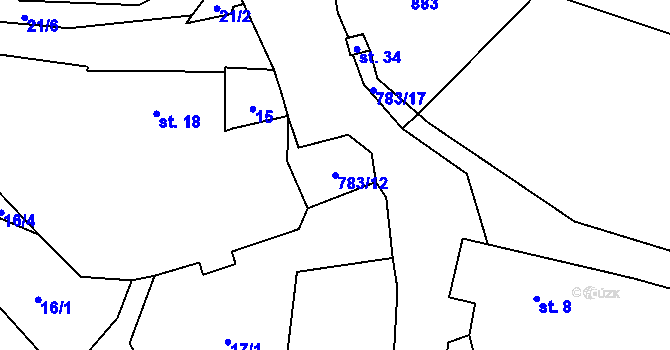 Parcela st. 783/12 v KÚ Blahuňov, Katastrální mapa