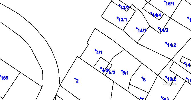 Parcela st. 4/1 v KÚ Místo, Katastrální mapa