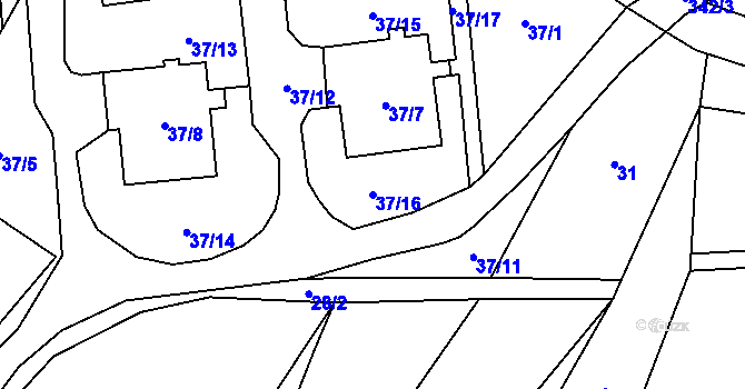 Parcela st. 37/16 v KÚ Místo, Katastrální mapa