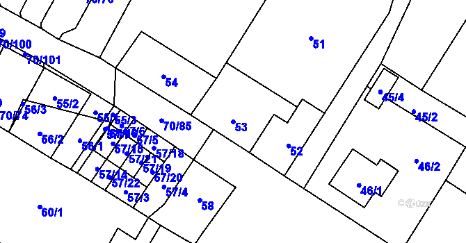Parcela st. 53 v KÚ Místo, Katastrální mapa