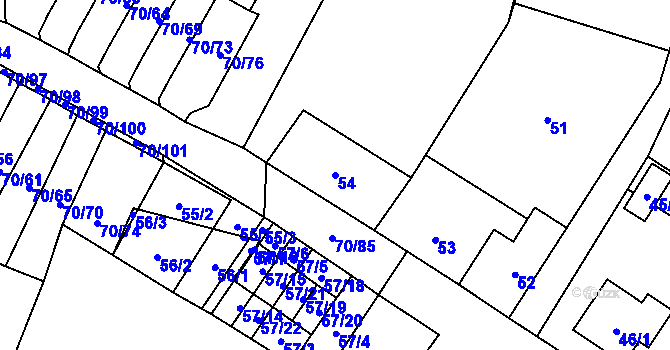 Parcela st. 54 v KÚ Místo, Katastrální mapa