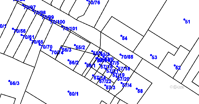 Parcela st. 55/3 v KÚ Místo, Katastrální mapa