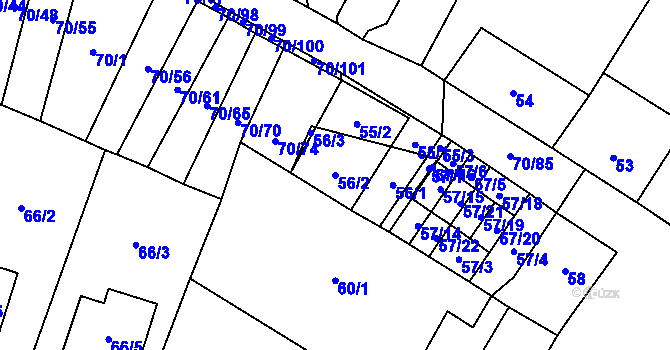 Parcela st. 56/2 v KÚ Místo, Katastrální mapa