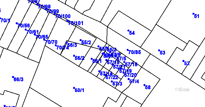 Parcela st. 57/1 v KÚ Místo, Katastrální mapa