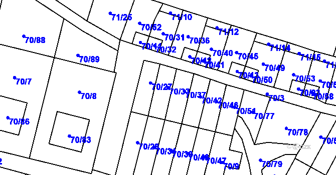 Parcela st. 70/33 v KÚ Místo, Katastrální mapa