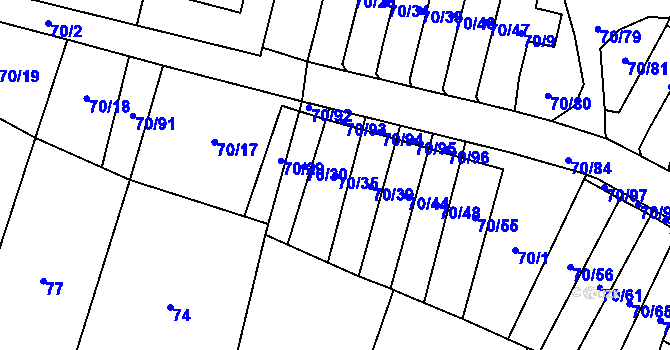 Parcela st. 70/35 v KÚ Místo, Katastrální mapa