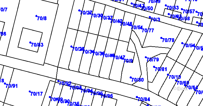 Parcela st. 70/43 v KÚ Místo, Katastrální mapa