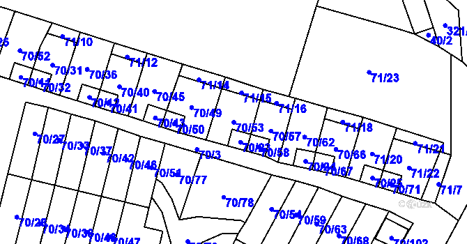 Parcela st. 70/53 v KÚ Místo, Katastrální mapa