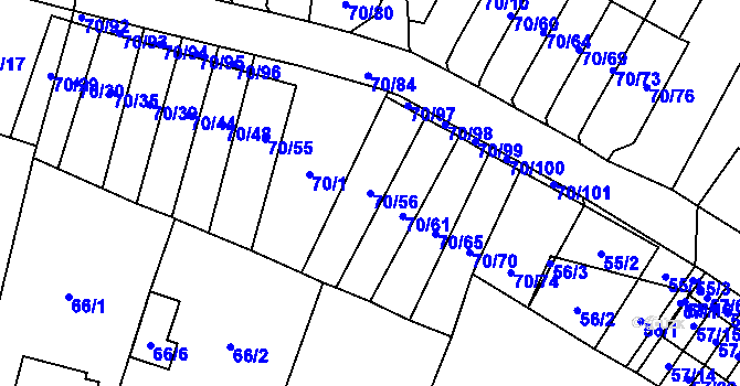 Parcela st. 70/56 v KÚ Místo, Katastrální mapa