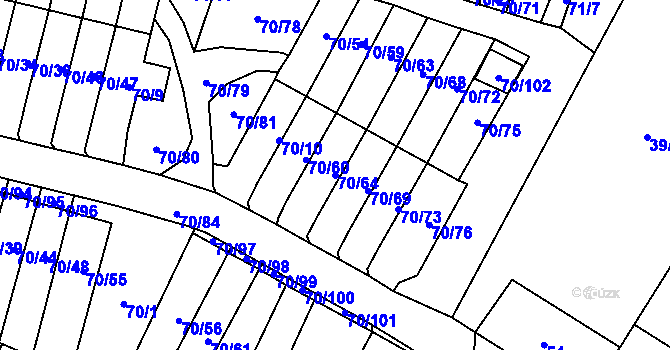 Parcela st. 70/64 v KÚ Místo, Katastrální mapa