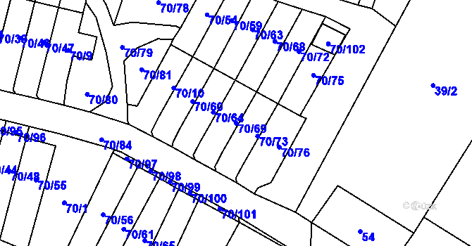 Parcela st. 70/69 v KÚ Místo, Katastrální mapa