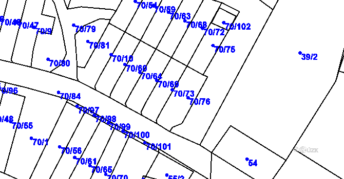 Parcela st. 70/73 v KÚ Místo, Katastrální mapa