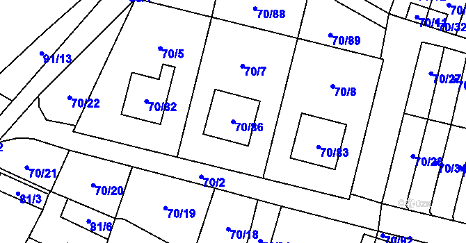 Parcela st. 70/86 v KÚ Místo, Katastrální mapa