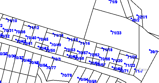Parcela st. 71/16 v KÚ Místo, Katastrální mapa