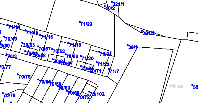 Parcela st. 71/21 v KÚ Místo, Katastrální mapa