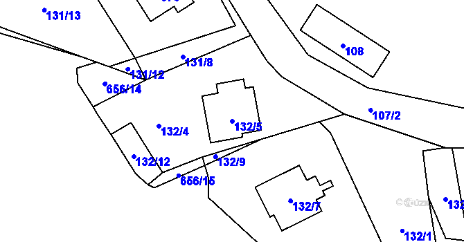 Parcela st. 132/5 v KÚ Místo, Katastrální mapa