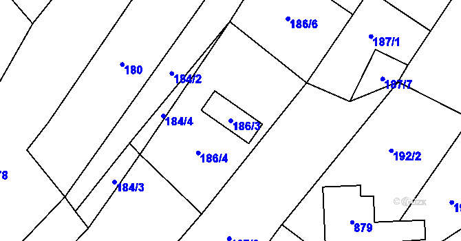 Parcela st. 186/3 v KÚ Místo, Katastrální mapa