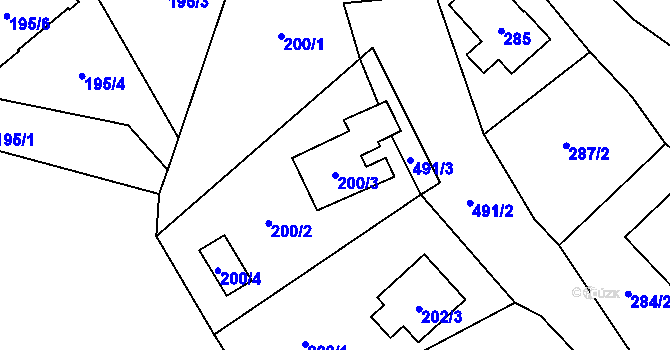 Parcela st. 200/3 v KÚ Místo, Katastrální mapa