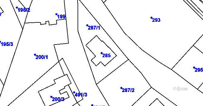 Parcela st. 285 v KÚ Místo, Katastrální mapa