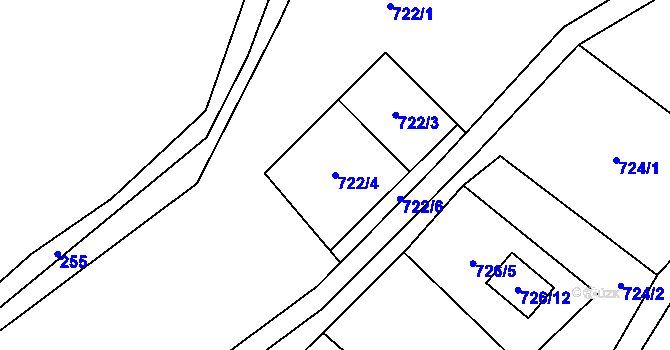 Parcela st. 722/4 v KÚ Místo, Katastrální mapa