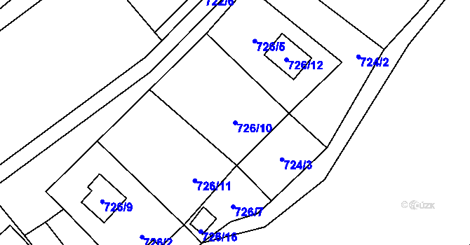 Parcela st. 726/10 v KÚ Místo, Katastrální mapa