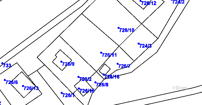 Parcela st. 726/11 v KÚ Místo, Katastrální mapa