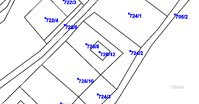 Parcela st. 726/12 v KÚ Místo, Katastrální mapa