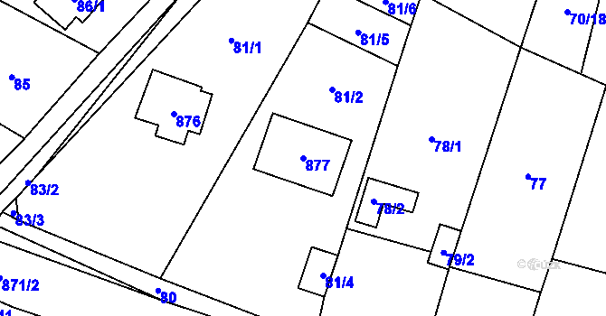 Parcela st. 877 v KÚ Místo, Katastrální mapa