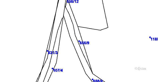 Parcela st. 656/9 v KÚ Místo, Katastrální mapa