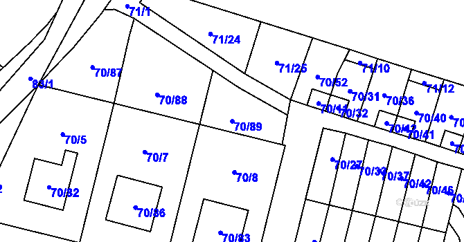 Parcela st. 70/89 v KÚ Místo, Katastrální mapa