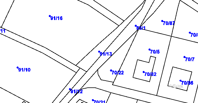 Parcela st. 91/13 v KÚ Místo, Katastrální mapa