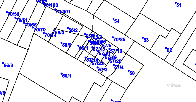 Parcela st. 57/21 v KÚ Místo, Katastrální mapa