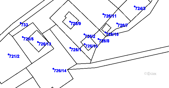 Parcela st. 726/15 v KÚ Místo, Katastrální mapa