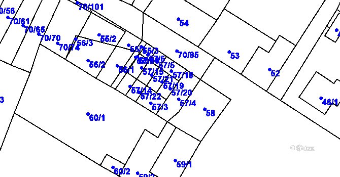 Parcela st. 57/20 v KÚ Místo, Katastrální mapa