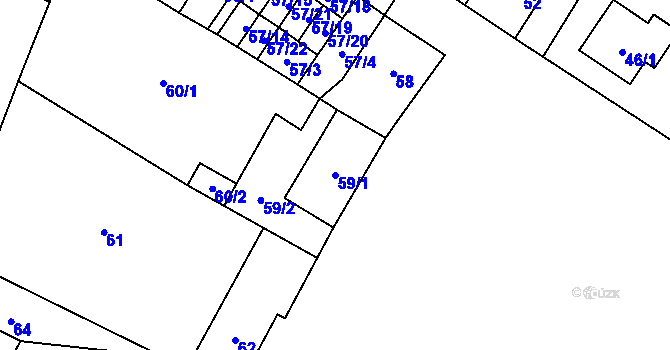 Parcela st. 59/1 v KÚ Místo, Katastrální mapa