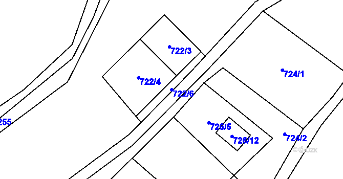 Parcela st. 722/6 v KÚ Místo, Katastrální mapa