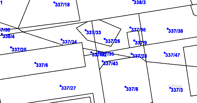 Parcela st. 337/35 v KÚ Místo, Katastrální mapa